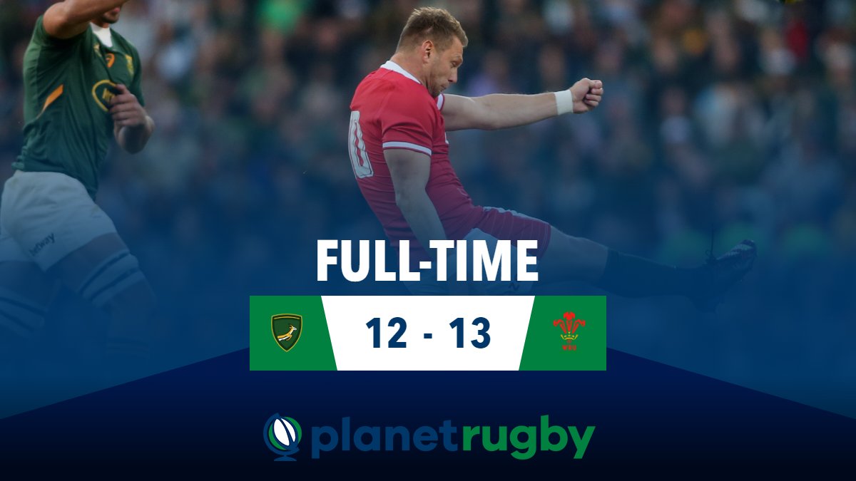 PlanetRugby's tweet photo. 🏴󠁧󠁢󠁷󠁬󠁳󠁿 Historic first win over the Boks in South Africa for Wales! #RSAvWAL https://t.co/wcKma2rKb5