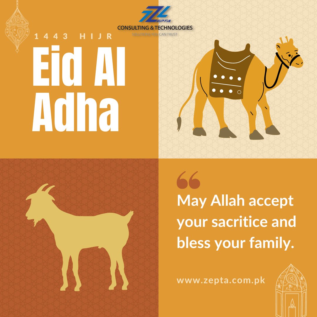 ZeptaConsTech's tweet photo. As we head towards the Eid holidays, ZEPTA would like to extend Eid greetings to all those celebrating.
We wish you a wonderful long weekend and a blessed Eid.
Eid-Al-Adha Mubarak!
#eiduladha #zepta #solutionsyoucantrust https://t.co/ocDo1MC1H9