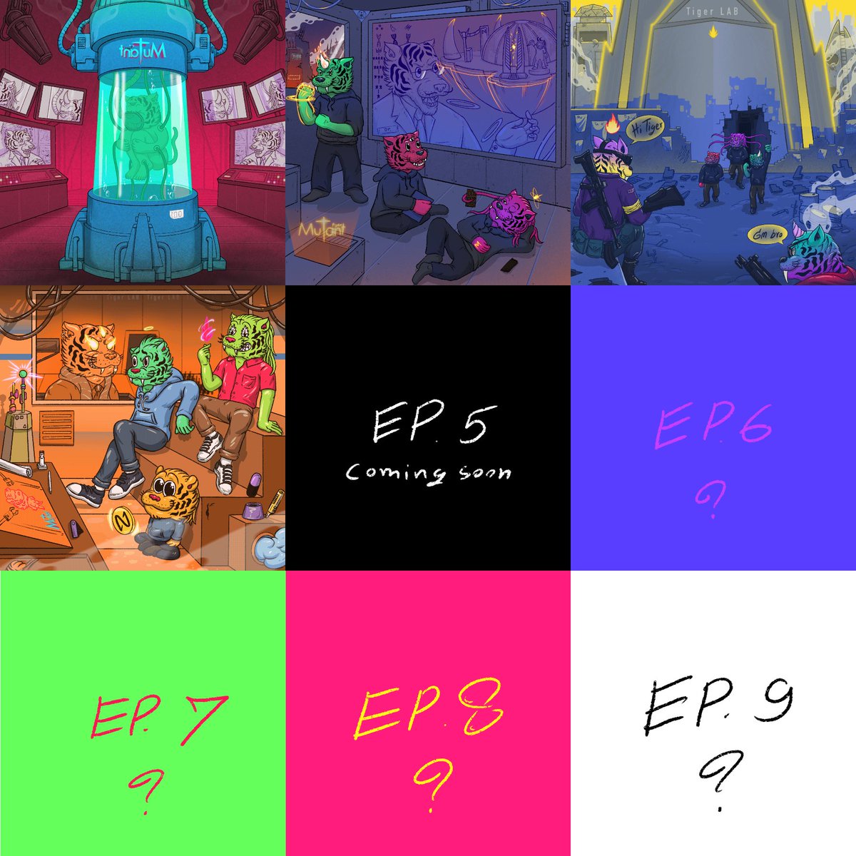The Story of Mutanttiger
สำหรับเรื่องราวของเสือเหล่านี้ได้ถูกเล่า ผ่านโทนสีต่างๆ 
ตอนนี้เรื่องราวได้เดินทางมาถึง ep4 แล้ว
@NearverseTH @ParasHQ  
🎉🐯🚀🎨🤩⬇️
paras.id/collection/the…

#nftart #NFTCommmunity #NFTdrop #Near #NEARnft