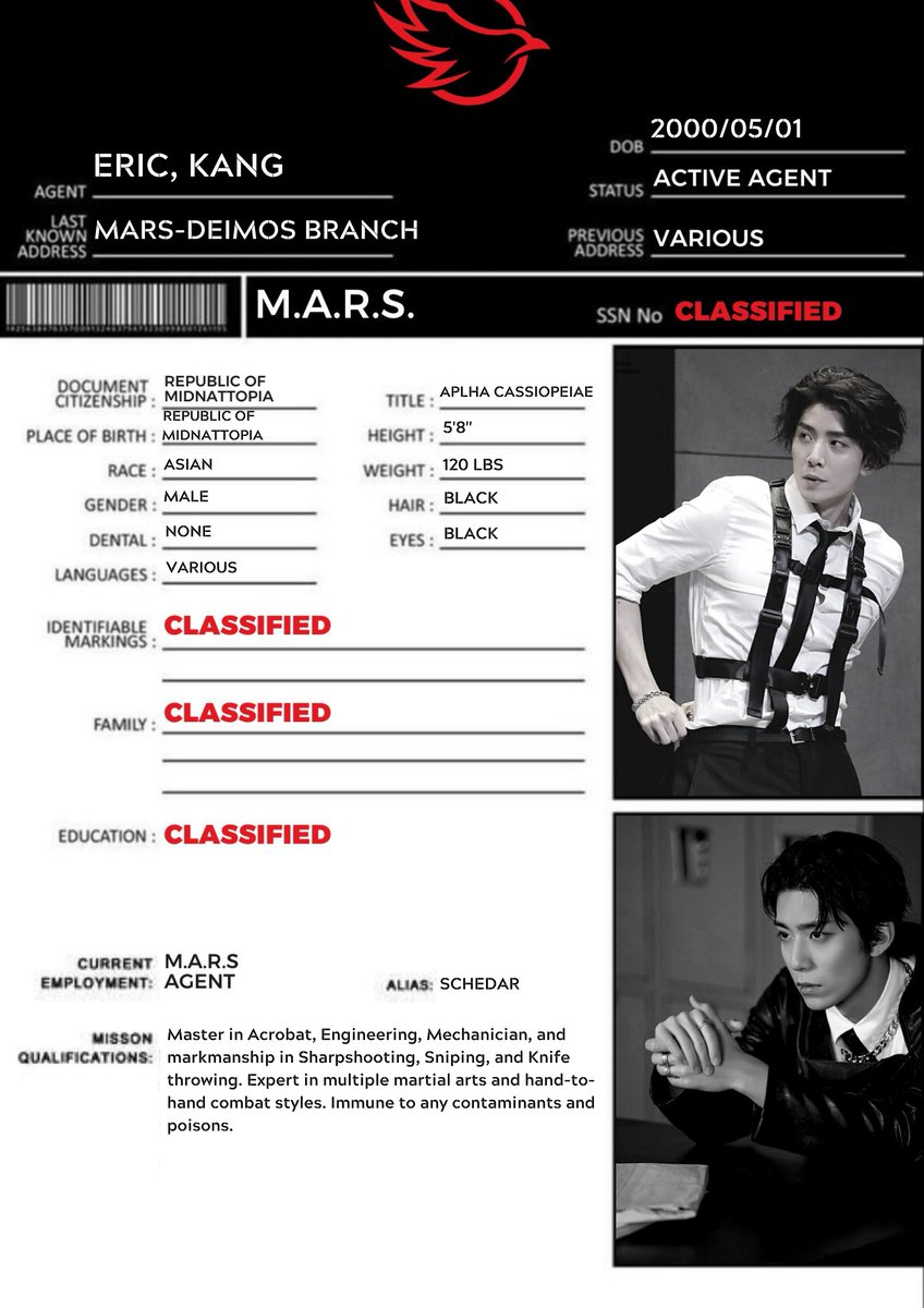 risxko's tweet image. — M.A.R.S. Agents

★ Codename: Schedar
☆ Current Undercover Name: Willy