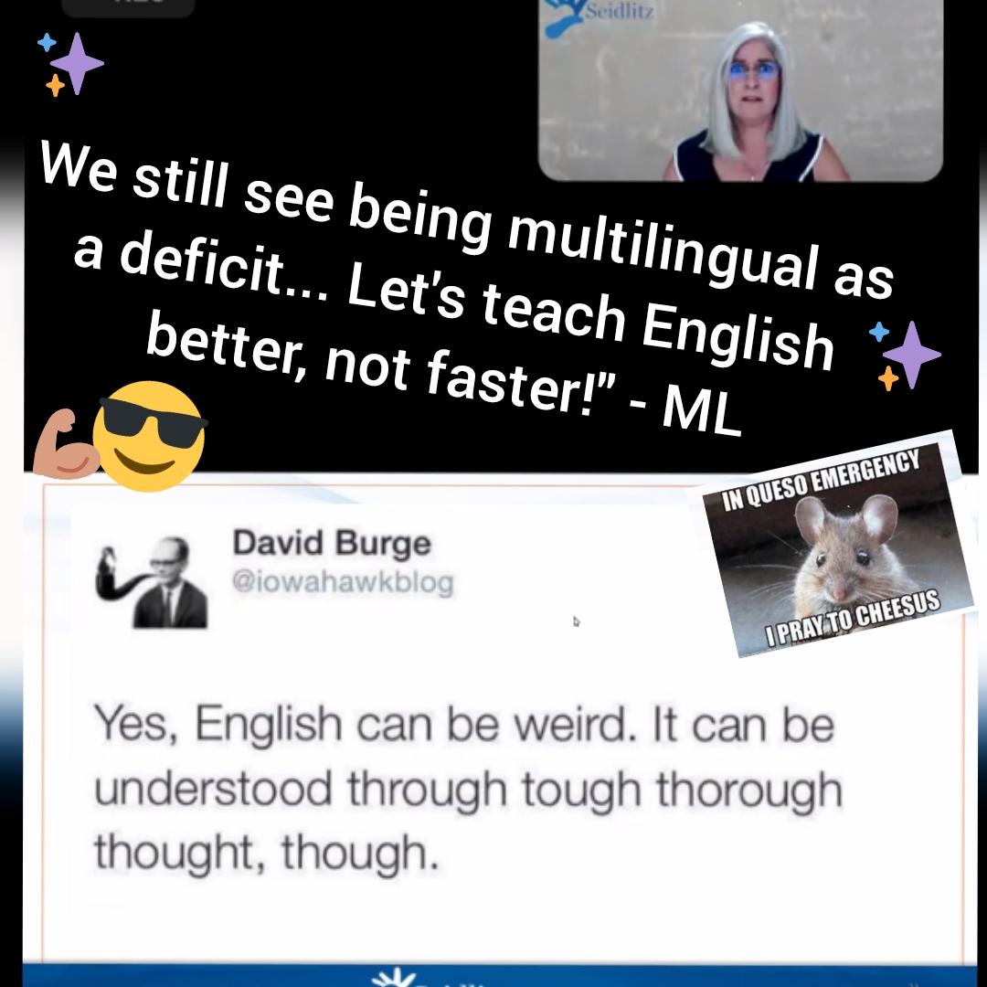 The amazing <a href="/DRMLARA/">DRMLARA</a> shares on the struggles of being #bilingual #multilingual, and the need to shift from #deficit to #asset practices💥👊💕💪🏼😎 #MLSummit <a href="/MLSummit1/">#MLSummit (previously VirtuEL)</a>