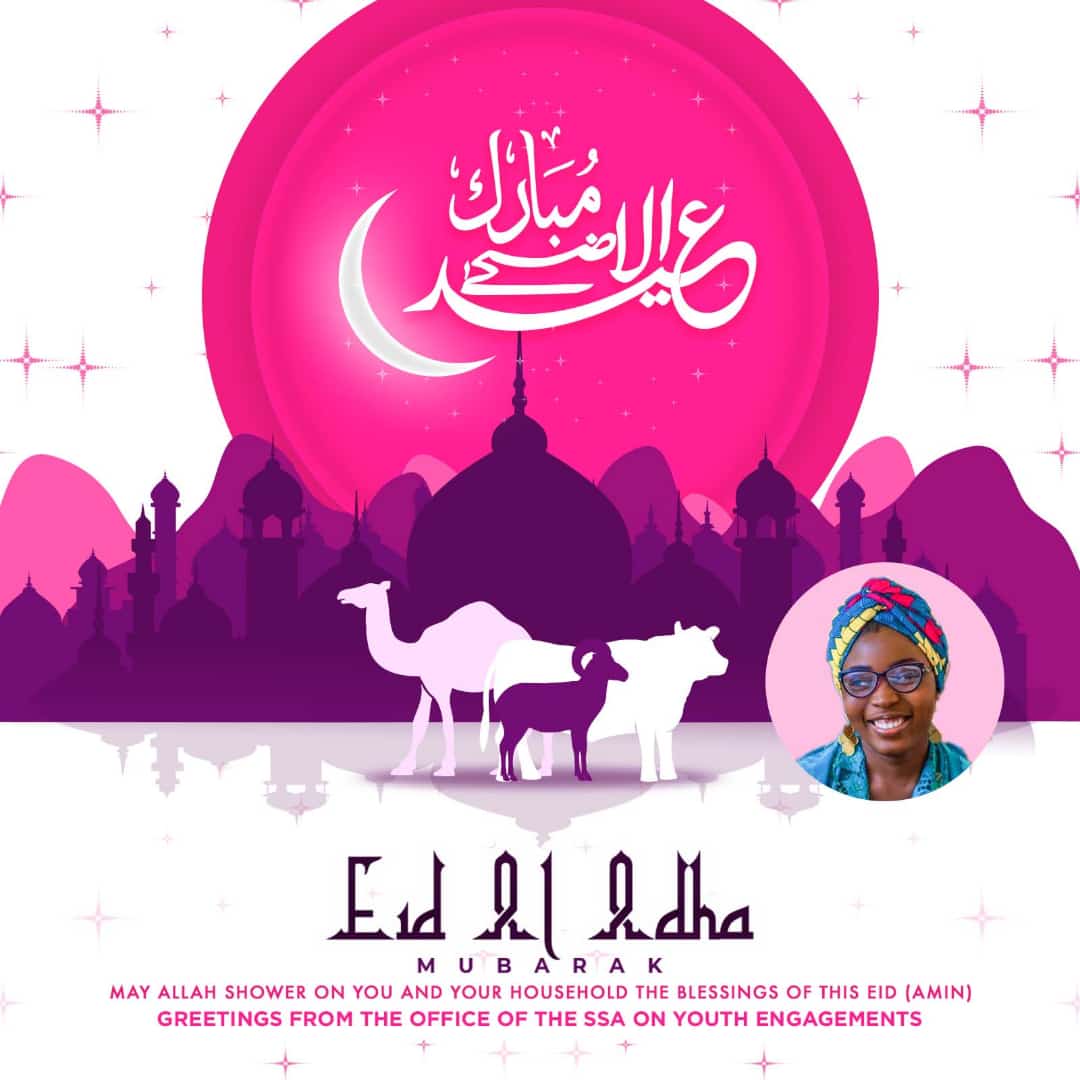 The SSA on Youth Engagement to the Kwara State Governor sends greetings to Muslims on sallah day. #EidMubarak