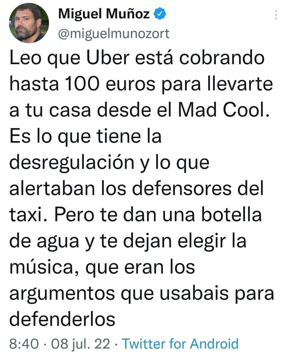 «…viva el taxi que se joda Uber».