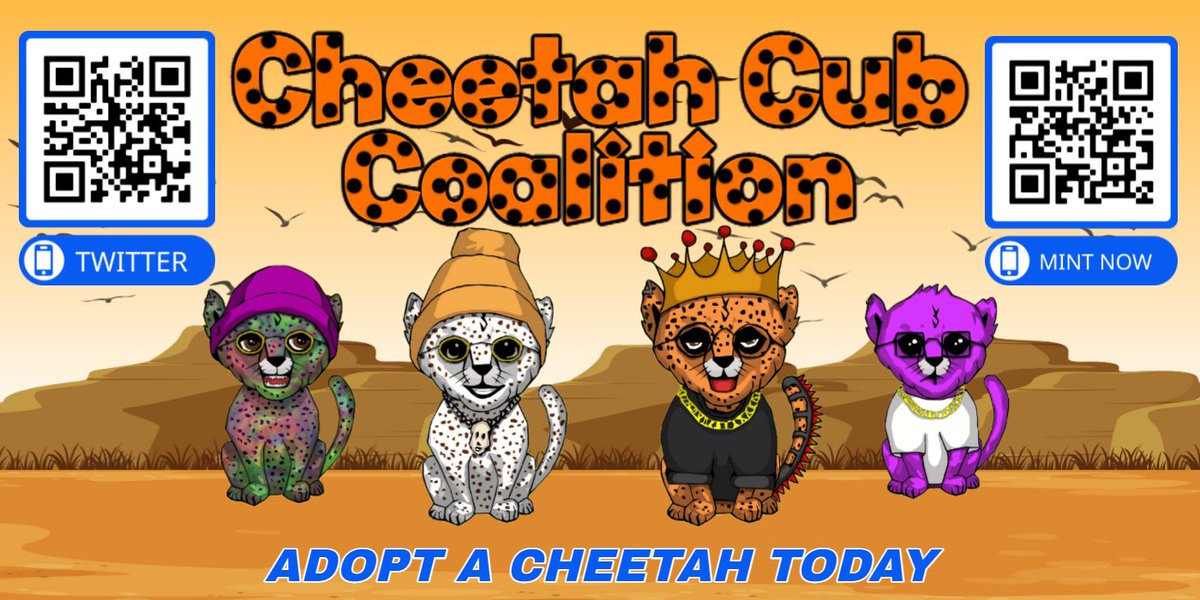 Cheetah Cubs are always on a mission to help endangered cheetahs 🐆.
Partnered with <a href="/BornFreeFDN/">Born Free Foundation</a> join us <a href="/CheetahCubNFT/">🐆CheetahCub.eth</a> and save a cheetah 🐆