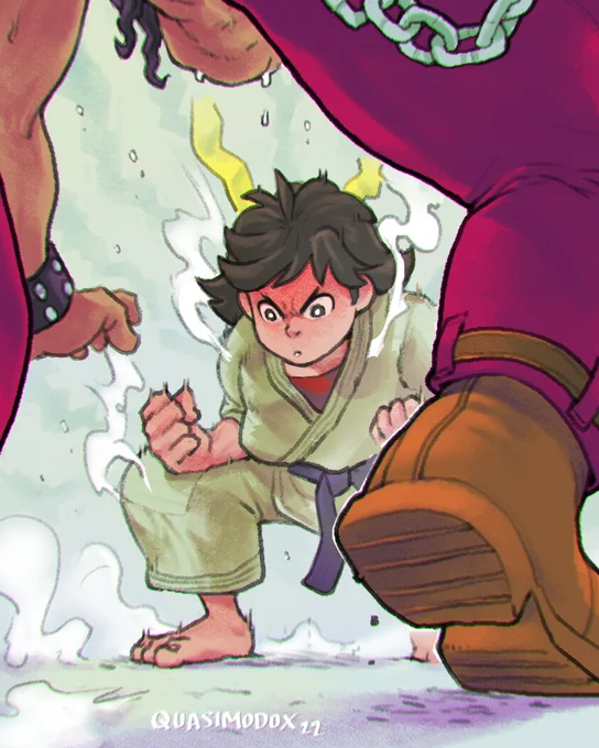 "必殺..." (Hissatsu...) 

Charging to deliver the final blow! Street Fighter Makoto x Hugo. (alt in the following post) 