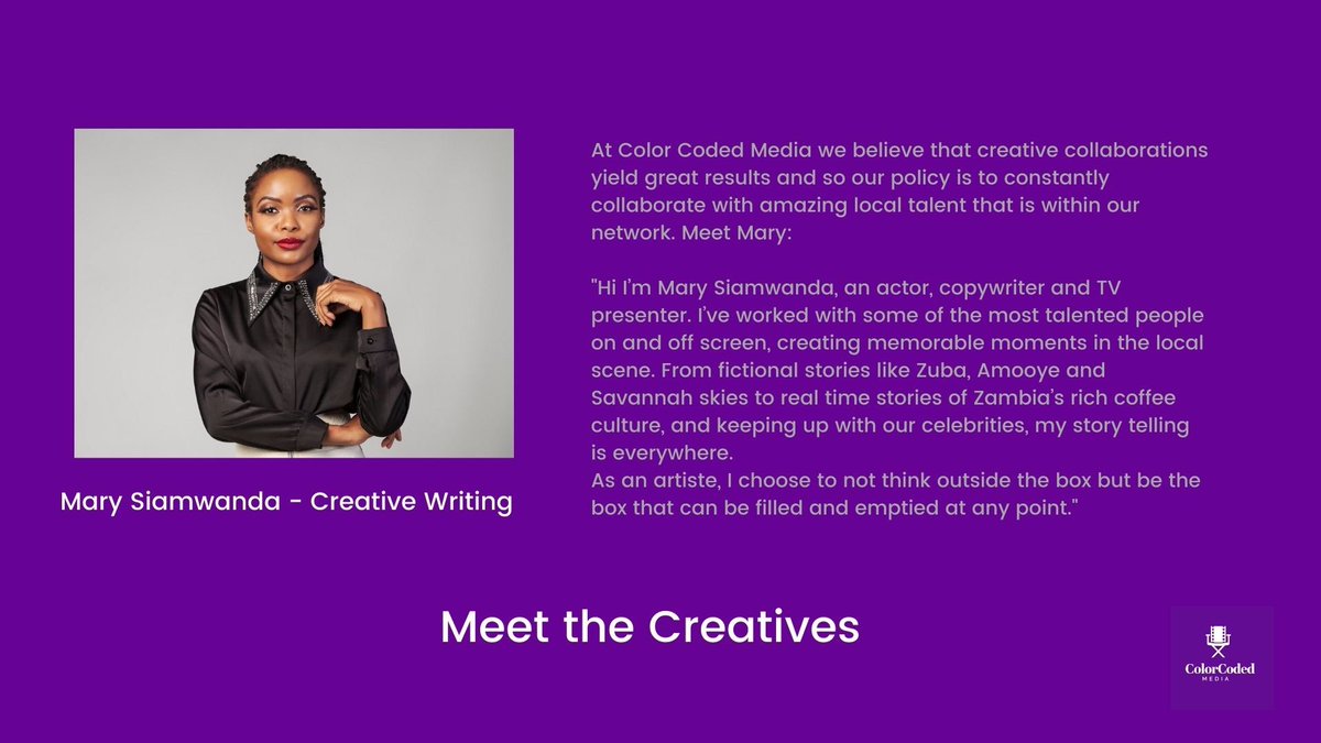 ColorCoded_ZM's tweet photo. Hello there! If you need a production company for all your creative content production, we are it! For the next few days we'll be rolling out the creative team that we collaborate with so you get to know a bit about us. Do DM us or email us on ccmedia.zm@gmail.com for a consult. https://t.co/2mycCCFWct