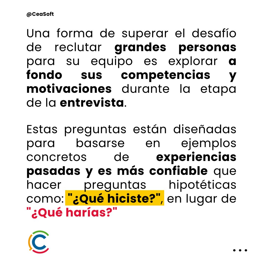 CeaSoft's tweet photo. 👍 Contratar a grandes personas.

Revisa esta lista de 24 #preguntas de comportamiento relacionadas con las prácticas e ideas de #Management 3.0 #M30

Clic en este enlace 👉 https://t.co/P6HyLtonh2 para ver la información más completa 

#gerente #colaboradores #entrevista https://t.co/N13PxTUGGY