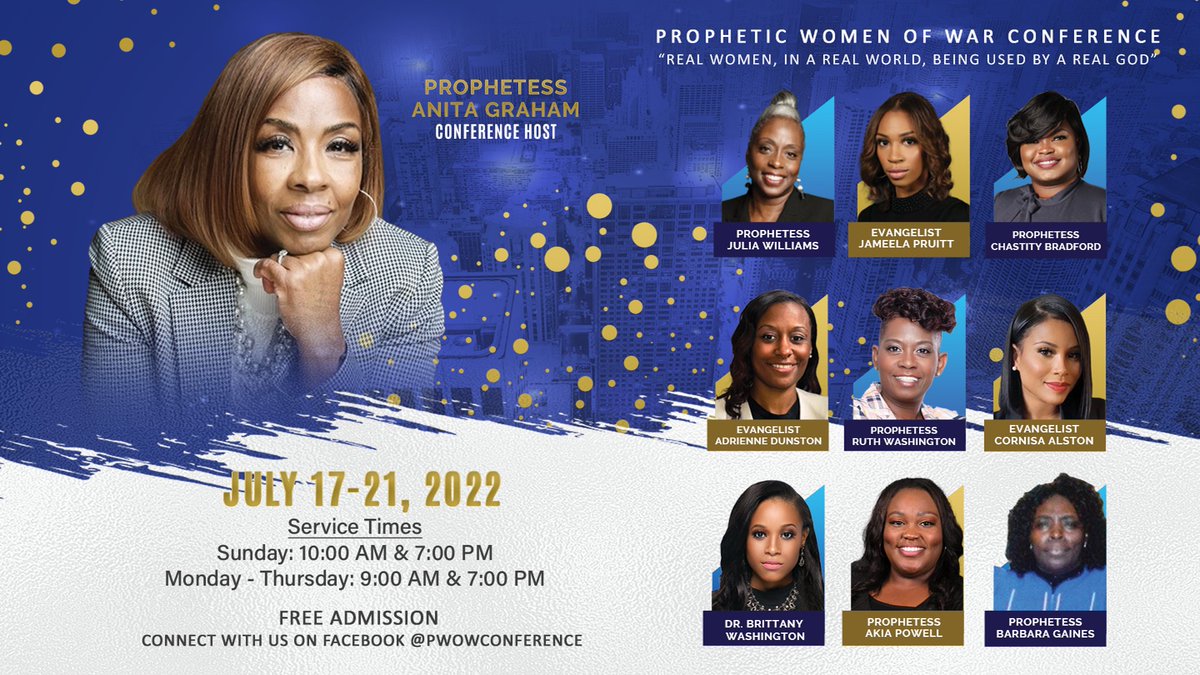 NWCCATL's tweet image. 2022 Prophetic Women Of War Conference, July 17th - 21st.  Don&apos;t miss it! #PWOW #womenconference