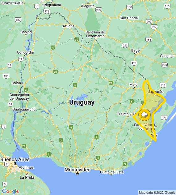 Alerta amarilla por Tormentas fuertes
Se actualizará a las 15:45 o ante cambios significativos

Más info: inumet.gub.uy