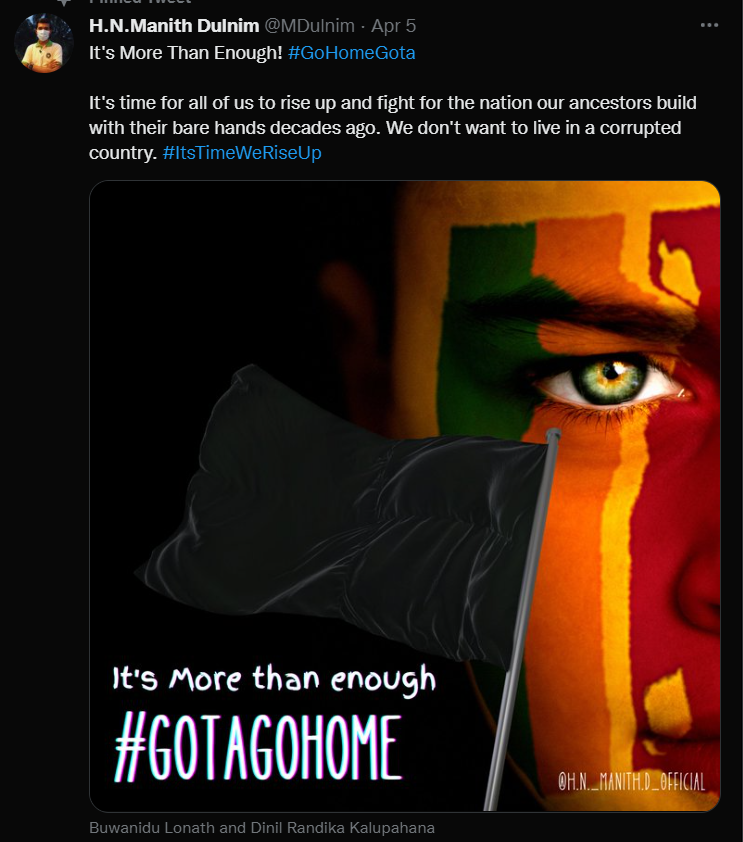 MDulnim's tweet photo. We marked the ending of the quote #GotaGoHome on 13th July 2022, with the victory of the people of the Democratic Socialist Republic of Sri Lanka

One must never doubt the power of the people. When it gets to Sri Lankans, it multiplies a thousand times

#GoHomeGota2022 #අරගලයටජය https://t.co/bbfGAz29Z3