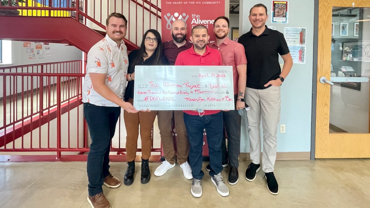 MasonJarKitchen's tweet photo. We’re the #1 restaurant fundraiser for Dining Out For Life MN again! THANK YOU for helping us raise $7,660 (50% of sales) for @alivenessmn + giving $4,663 directly to their on-site ambassador, Matt! The Aliveness Project provides help &amp; hope to our neighbors living with HIV/AIDS. https://t.co/3zo51S8ezr