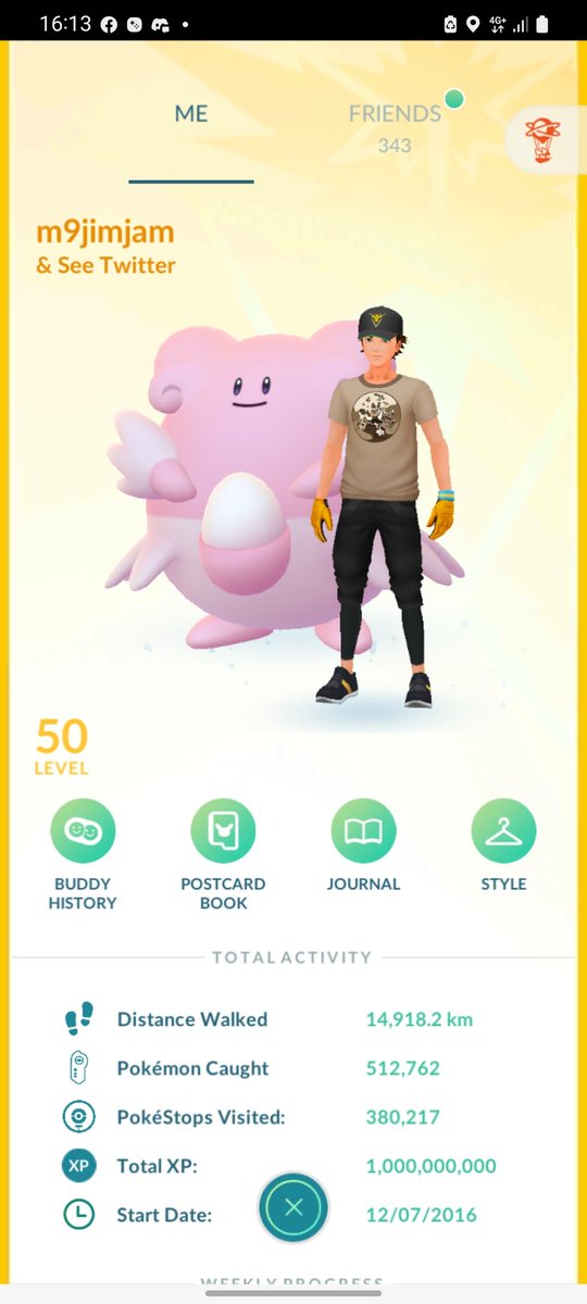 M9JimJam's tweet photo. Today I achieved 1 billion xp in #PokemonGO 
#CleanNumbers 
Thank you @jaikeclarke for the motivation to get me playing again https://t.co/fZjpxhpqI5