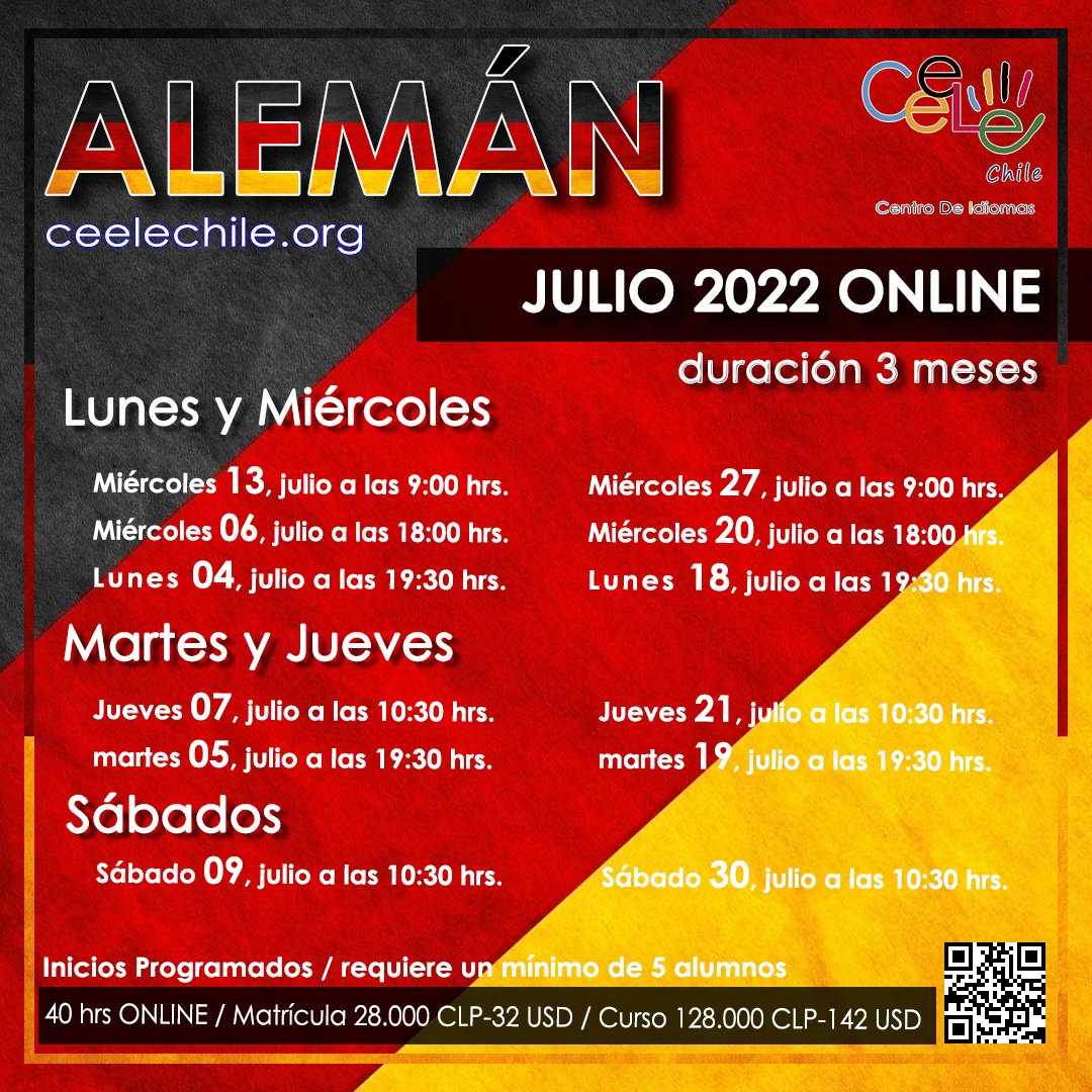 ceelechile's tweet photo. cursos grupales Online de #Aleman #Chino #Coreano #Frances #Ingles #Italiano #Japones #Portugues #Ruso 
matriculas  https://t.co/XHx0GND0Ev
#Arabe #Holandes #Polaco #Sueco 
#Santiago #Chile #instachile #Chilegram #idiomas #online  #apoyaPyme #ElijePyme #julio2022 #zoom #lluvia https://t.co/isGQiLp1JY
