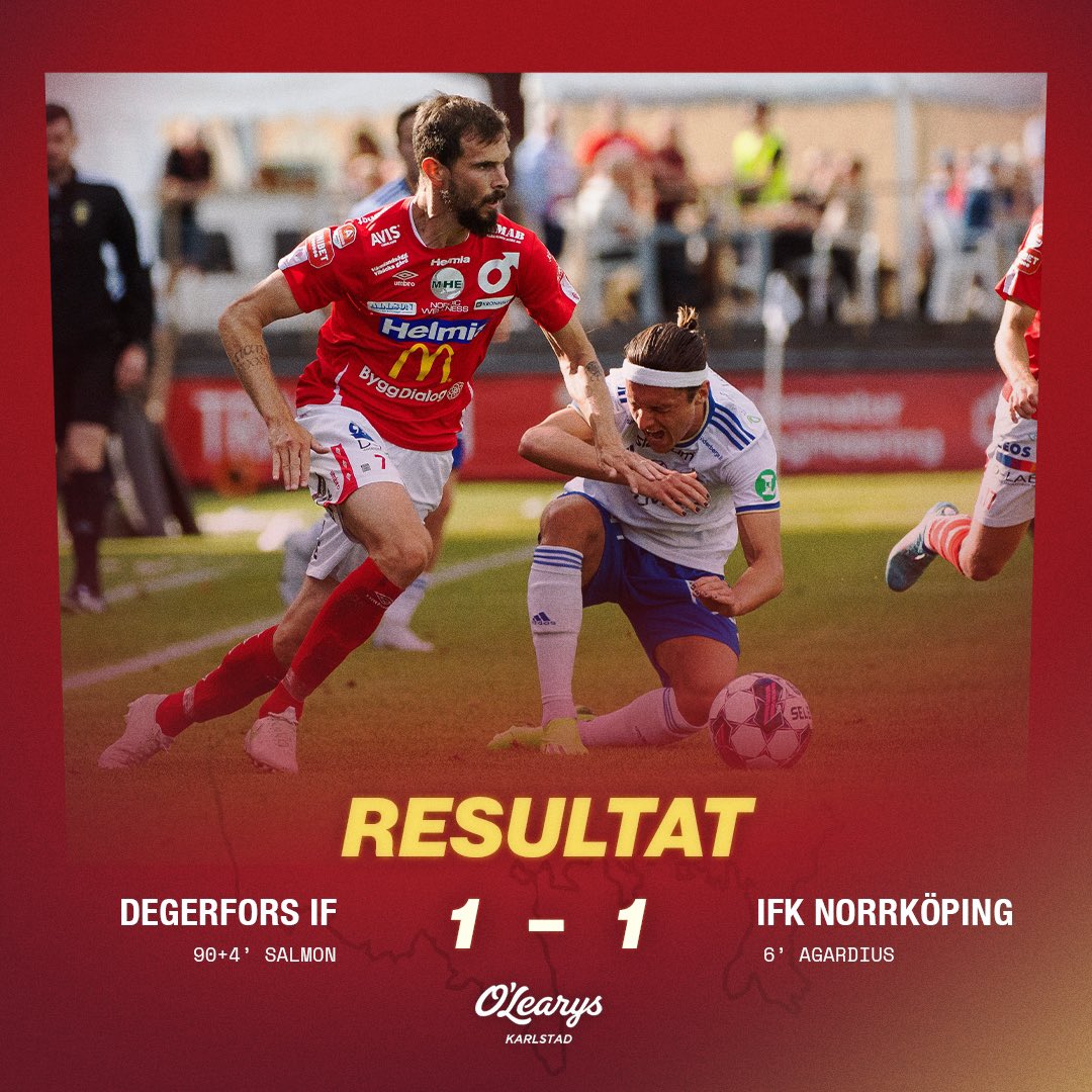dif_degerfors's tweet photo. Justin Salmon poängräddare för Degerfors idag. Matchen slutar 1-1. #DegerforsIF https://t.co/enep4Yo5Pw