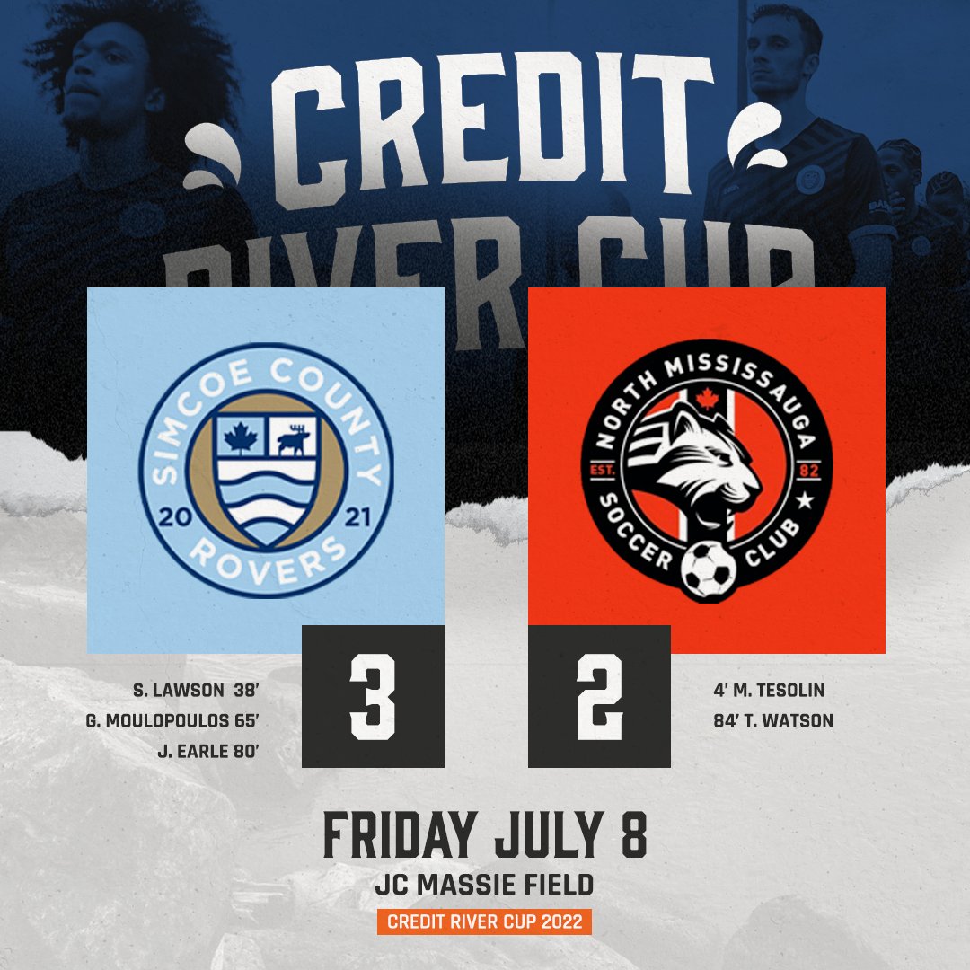 🌊 An early goal by the Panthers raised hopes that 2022 would see them lift the Credit River Cup again, but a dominant second-half performance by the Rovers closed out the competition and any hopes of a repeat.

<a href="/RoversFC_L1O/">Simcoe County Rovers FC</a> 3 – 2 <a href="/NMSC_Panthers/">North Mississauga Soccer Club</a>
 
#CreditRiverCup | #L1OMen