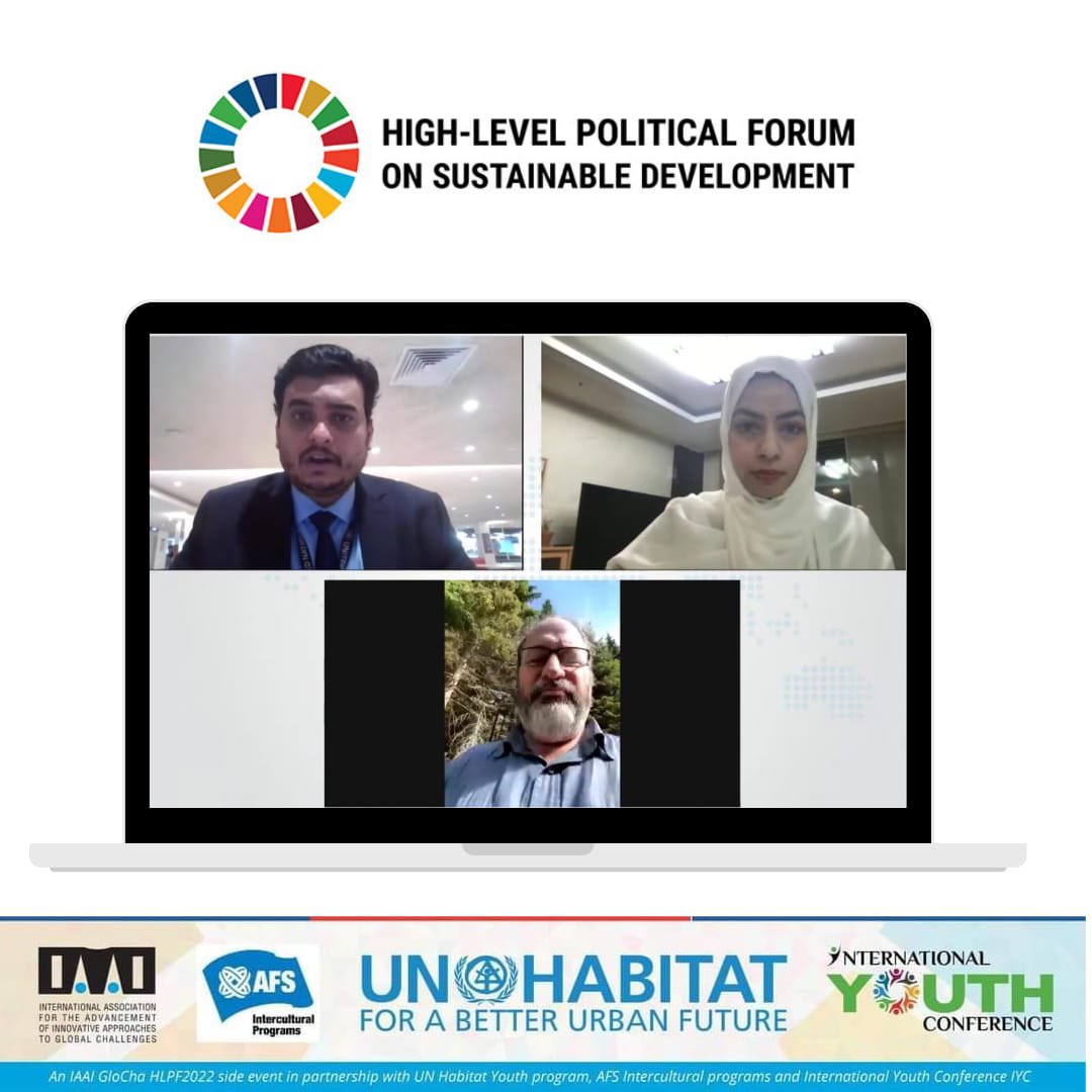 smalimustafa's tweet photo. Vision of youth at the table is coming true, at #HLPF2022 grassroot youth who actually face challenges sat at the table &amp; advocated about their actions. It  was my honor moderating High Level Political Forum 2022’s youth meeting. Thank you @UNHABITAT @AFS @iaaiglocha for the seat https://t.co/7tBRgNwgQb