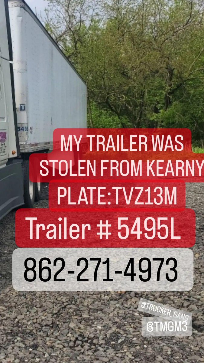 If anyone happens to run in to an abandoned trailer please check the information because it may be mine. 

It was stolen from Kearny, NJ