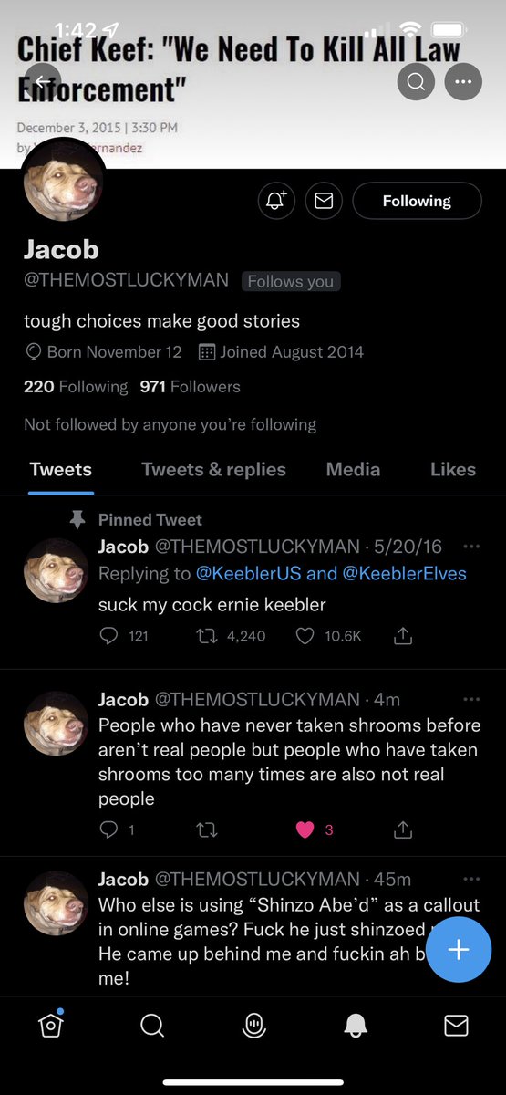 The Ernie Keebler man followed me. Suck my cock haters.