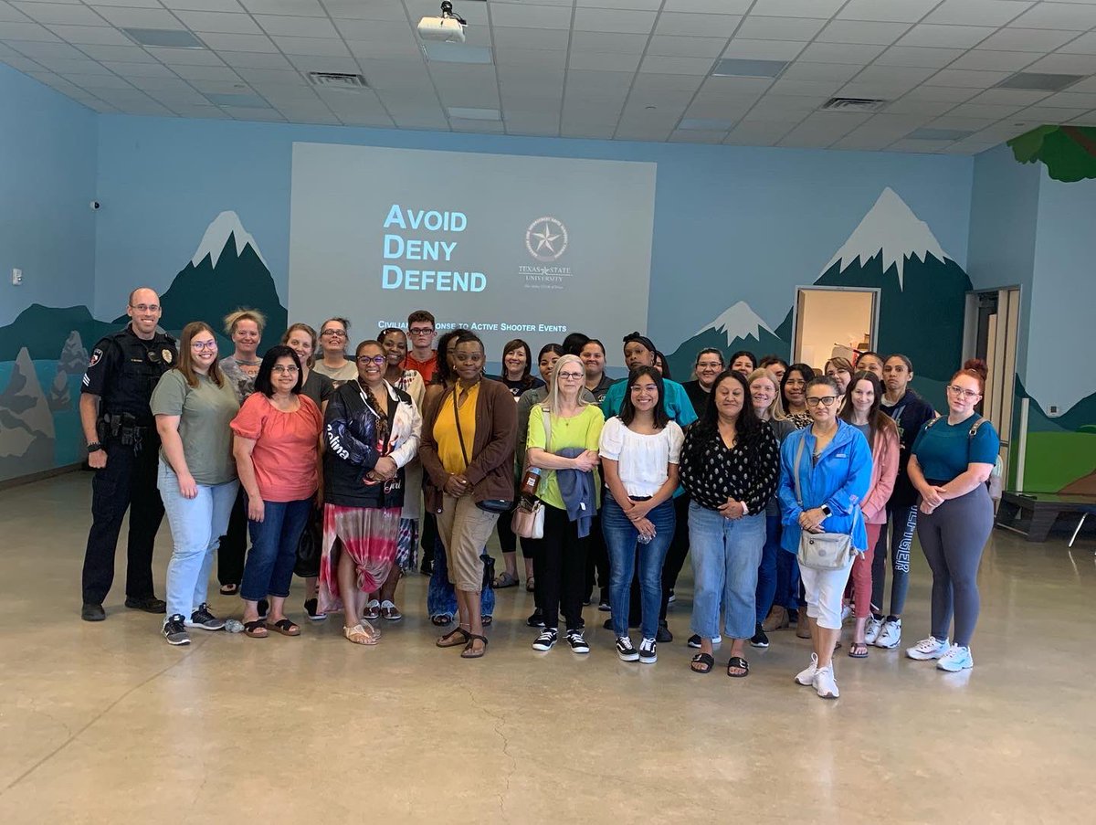 CiboloPD's tweet photo. It was a pleasure to offer the .@alerrtcenter Civilian Response to Active Shooter Events class to staff at #BrighterFutures so they are empowered to help keep our little ones safe. #CRASE #communitypolicing #activeattack #educators #dontnamethem https://t.co/tS2p4xKvAf