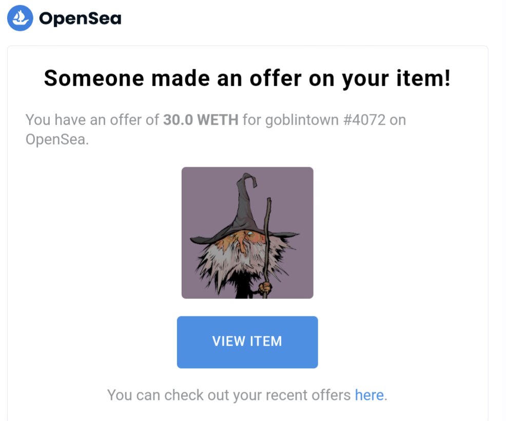 Owning a 1:1 <a href="/goblintownwtf/">goblintown.wtf</a> can only be a reality for a handful of people and the project has barely started. Don't be deceived by the low floor, Goblintown is a deep blue chip and I think this offer is the future collection floor.  I'm looking for triple digits.