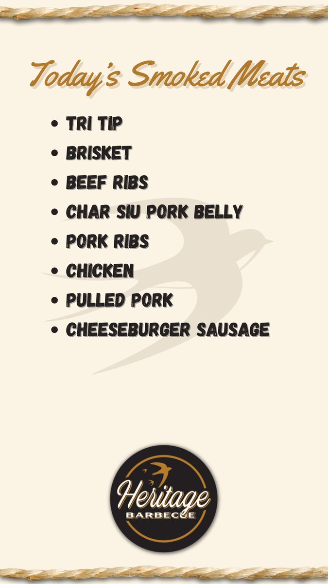 Our limited menu for curbside pickup is now available to order at cashdrop.biz/heritagebarbec…!