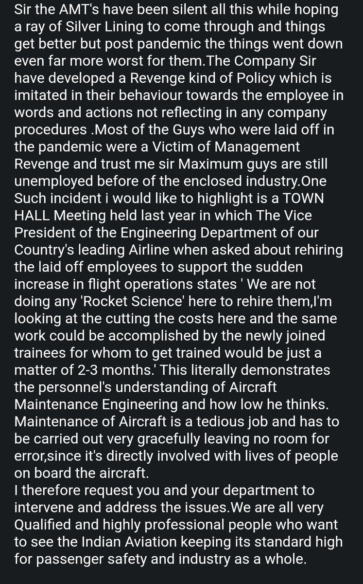 sahanisuraj's tweet photo. In aviation we have a philosophy, When any incident happens rather than asking how/what happened we ask 'why it happened' so Regarding Technicians mass debunking at various Indigo Engg bases here is your "WHY" @DGCAIndia @MoCA_GoI https://t.co/3Liml5vA7B