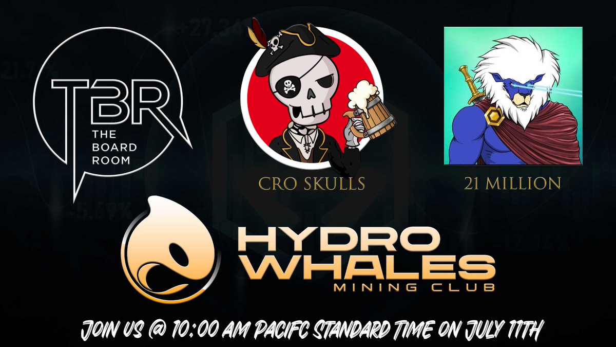 Join me on another episode with @TheBoardRoomCRO, @Blockchainwork5, and special guests: @CroskullNFT (CRONOS) Discord: discord.gg/2vv7Z5dR @HydroWhalesClub (ETH) Discord: discord.gg/Q68Sq2fc Welcome to T.B.R. #BoomerRadio - @BoomerSquadNFT1 twitter.com/i/spaces/1OdKr…