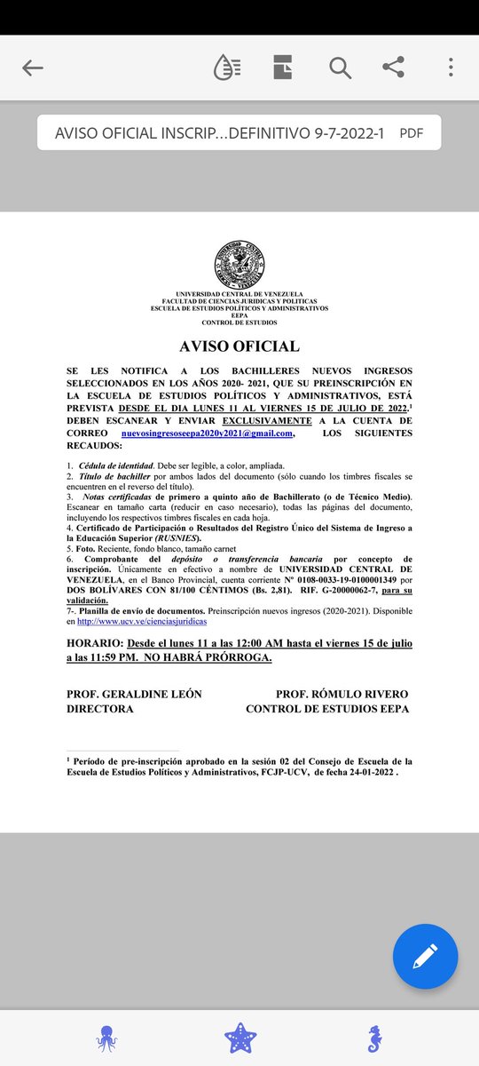A los nuevos ingresos EEPA-UCV (2020-2021), inscritos en la Secretaria UCV, se les ruega leer atentamente la información para preinscribirse en línea en la Escuela. Nota: la planilla señalada en el punto 7, está en elaboración. Tan pronto esté disponible se comunicará.
