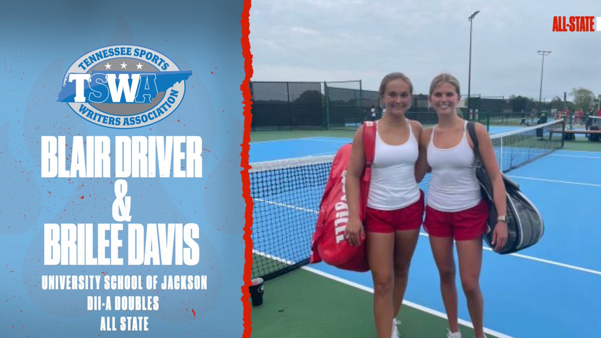 Congratulations to Blair Driver &amp; Brilee Davis for being selected to the 2022 TSWA All-State, DII-A Doubles Team. #GoBruins