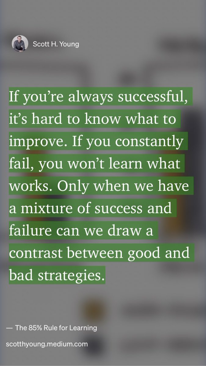 fmgriebenow's tweet photo. “The 85% Rule for Learning” by Scott H. Young
https://t.co/wHkSxvkUa2 https://t.co/j2fr8484DC