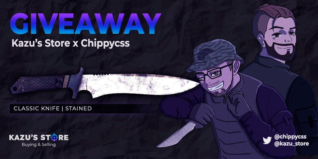 Kazu_Store's tweet image. 🔥KNIFE GIVEAWAY🔥

🔪★ Classic Knife | Stained🔪

~Follow @Kazu_Store &amp;amp; @chippycss 
~Like and RT❤️
~Tag friends for EXTRA ENTRY👨‍👧‍👦

Rolling 16/07/2022

#csgoskins #csgogiveaway #csgoskinsgiveaway #csgo