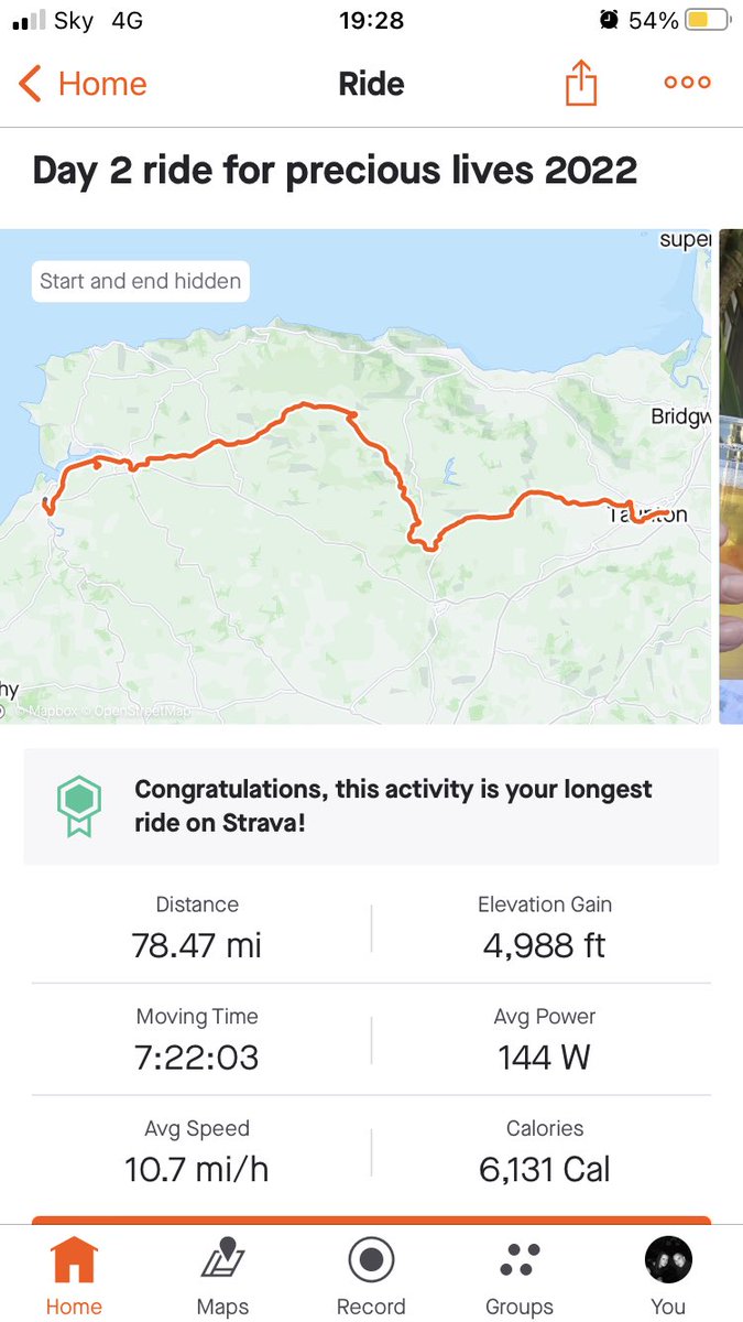 JakeGMBrep's tweet photo. Day 2 @chsw Ride for precious lives 2022, Taunton to Bideford via Exmoor. Was absolutely amazing, 78 miles up over Exmoor 5000 ft of climbing, smashed it, Legs are hurting though now, we are about 147 miles in with one more day to go. #chswride https://t.co/DmWaaM0auv