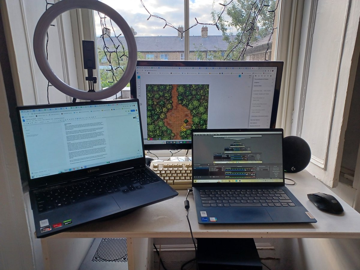 FeyEarth's tweet photo. Okay I think I'm ready for tonight's game. I also think I should look into getting a larger computer desk from IKEA #FeyEarth #GM #TTRPGs https://t.co/OvxCbQNZou