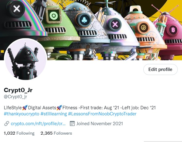 Crypt0_jr's tweet photo. #NewBannerPic
1st switch..
#BuilderStrong 🦾🧱
@AlphabotSociety @cryptocomnft
#alphabotsociety #crofam #cro #NFTCommmunity https://t.co/0xQuvvqKUw