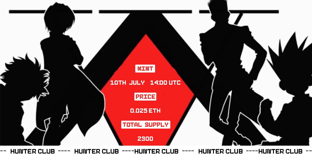 HUNTER__CLUB's tweet photo. When: 10th July / 14:00 UTC
Free   Mint  (Max 2 per wallet) 
Public Mint - Any remaining supply (max 5 per wallet) 
Price：0.025 ETH
Turn On⏰

#FreeMintNFT #NFTGiveaways #ETH #OpenSea #NFTProject https://t.co/42mrbtsnQl