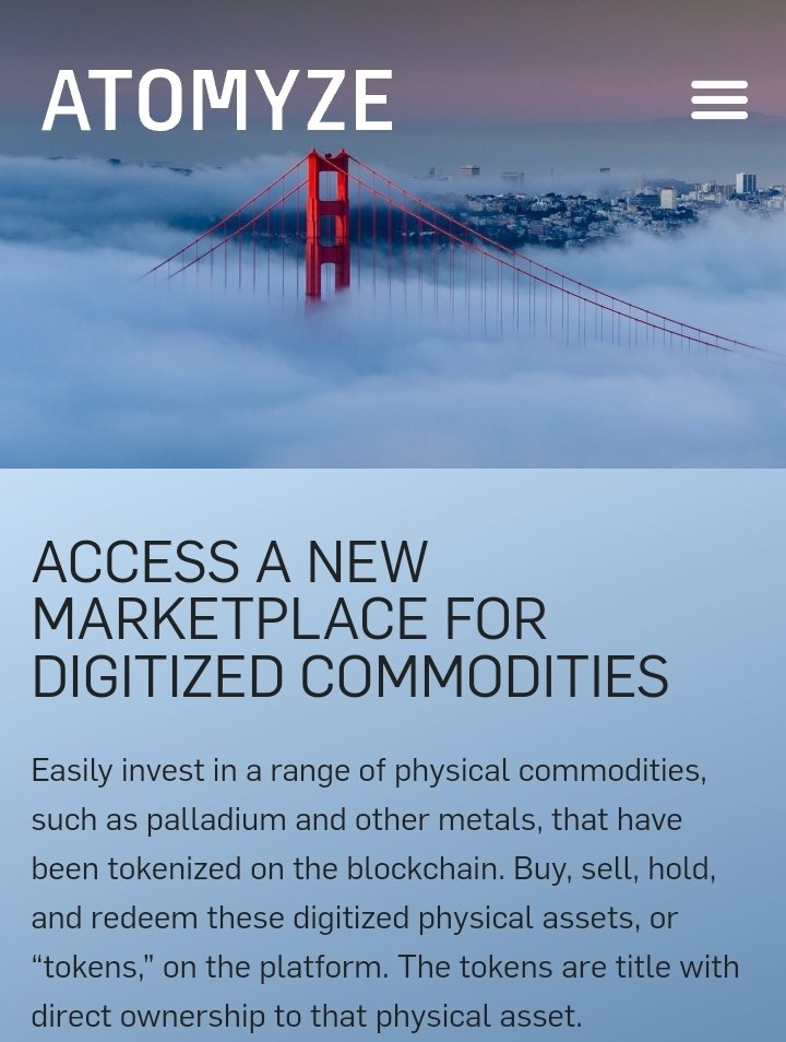 tha_builder's tweet photo. #Atomyze will launch with asset-backed tokens (ABT) for Palladium (PD) & will add asset-backed tokens for Platinum (PT), Gold (AU), Silver (AG), Nickel (NI), Copper (CU) and Cobalt (CO), with additional physical asset tokens to follow.
"Atomyze" website👇🏿
https://t.co/Ch2QwhWOip https://t.co/NLxdnAyi3f