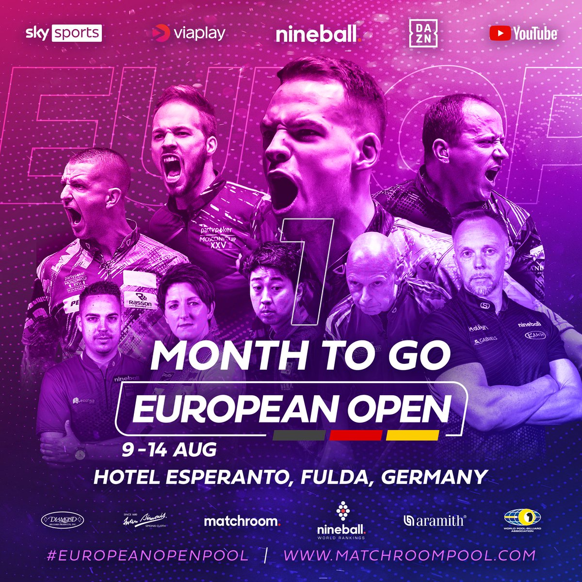 1⃣ MONTH TO GO!

The European Open Pool Championship is on the horizon, will you be there?

🎟️ bit.ly/EUOpen22Tickets #EuropeanOpenPool