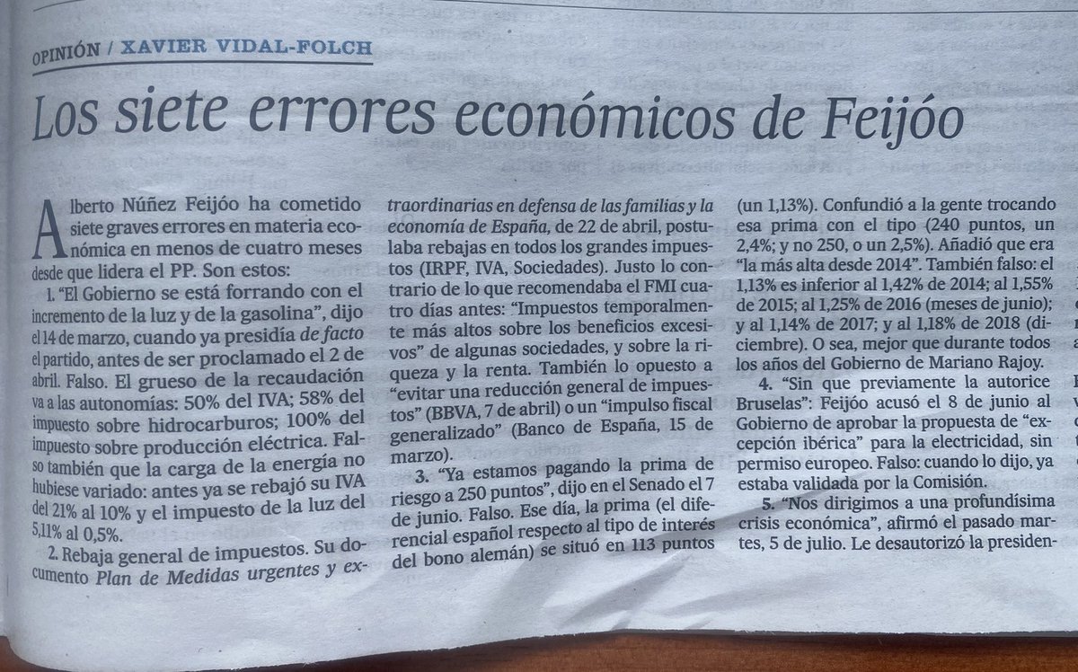 jess_barrio's tweet photo. Para que no te engañen, estos son los datos. Faltan dos que no caben en la foto. “Se llama patriotismo económico” Xavier Vidal-Folch “Los siete errores económicos de @NunezFeijoo, hoy en @el_pais https://t.co/BzYuRF8rr9