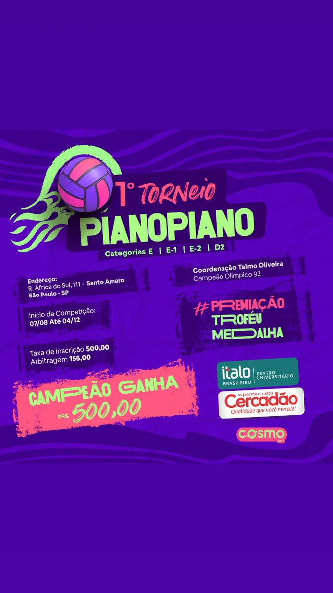 Em breve as inscrições estarão abertas para nosso primeiro Torneio Master. 

#uesportes #pianopiano #italo #esportes #educacao #saude #bemestar #cercadao #cosmopay