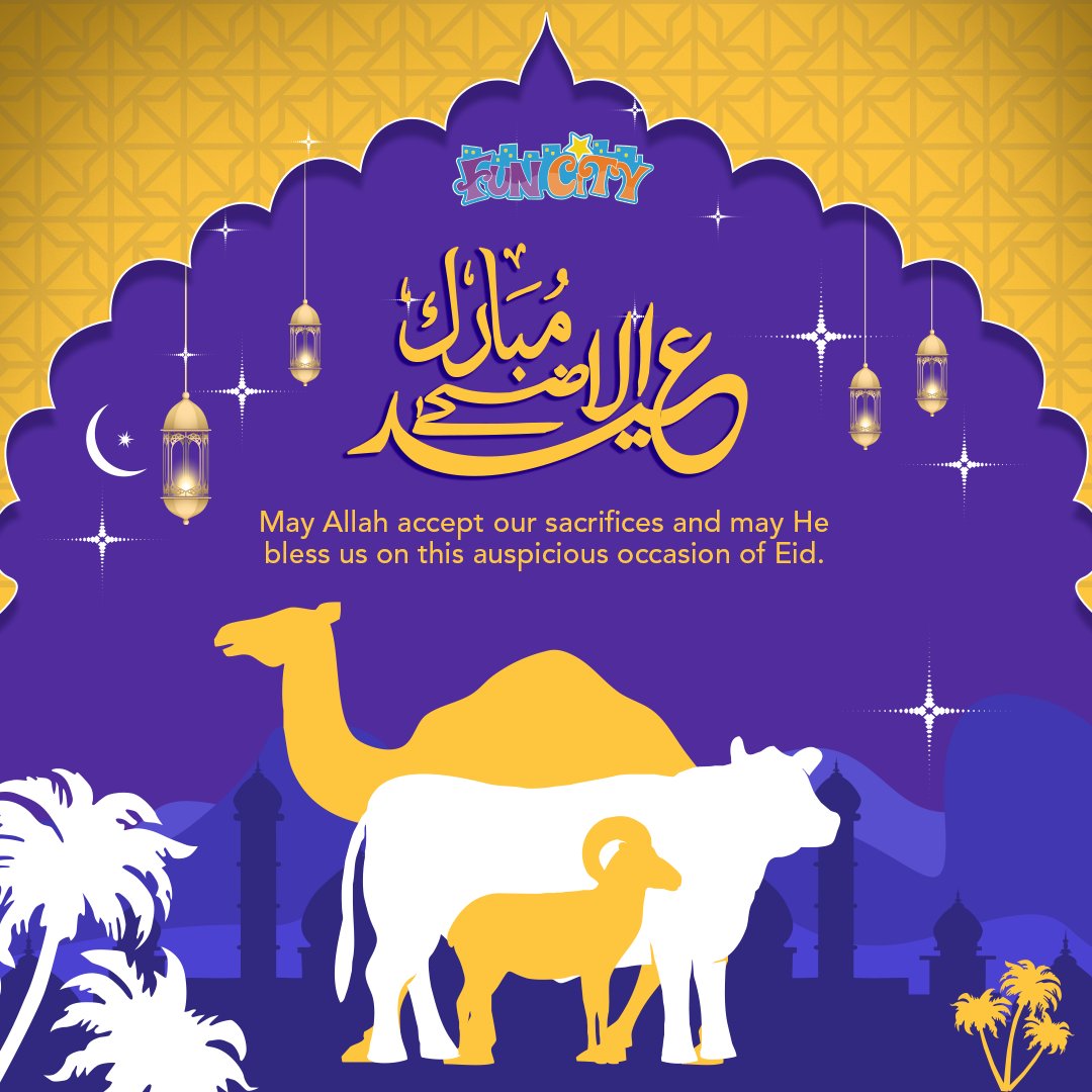 FunCityPK's tweet photo. Fun City wishes you a very happy Eid-ul-Adha 2022! May your meals be full of love and laughter. Eid Mubarak.

Visit us for a memorable Eid with your loved ones!

4th Floor, The Centaurus Mall F-8, Jinnah Avenue, ISB

2nd Floor, The Giga Mall World Trade Center, DHA-II, ISB https://t.co/tJYjhmSTY3