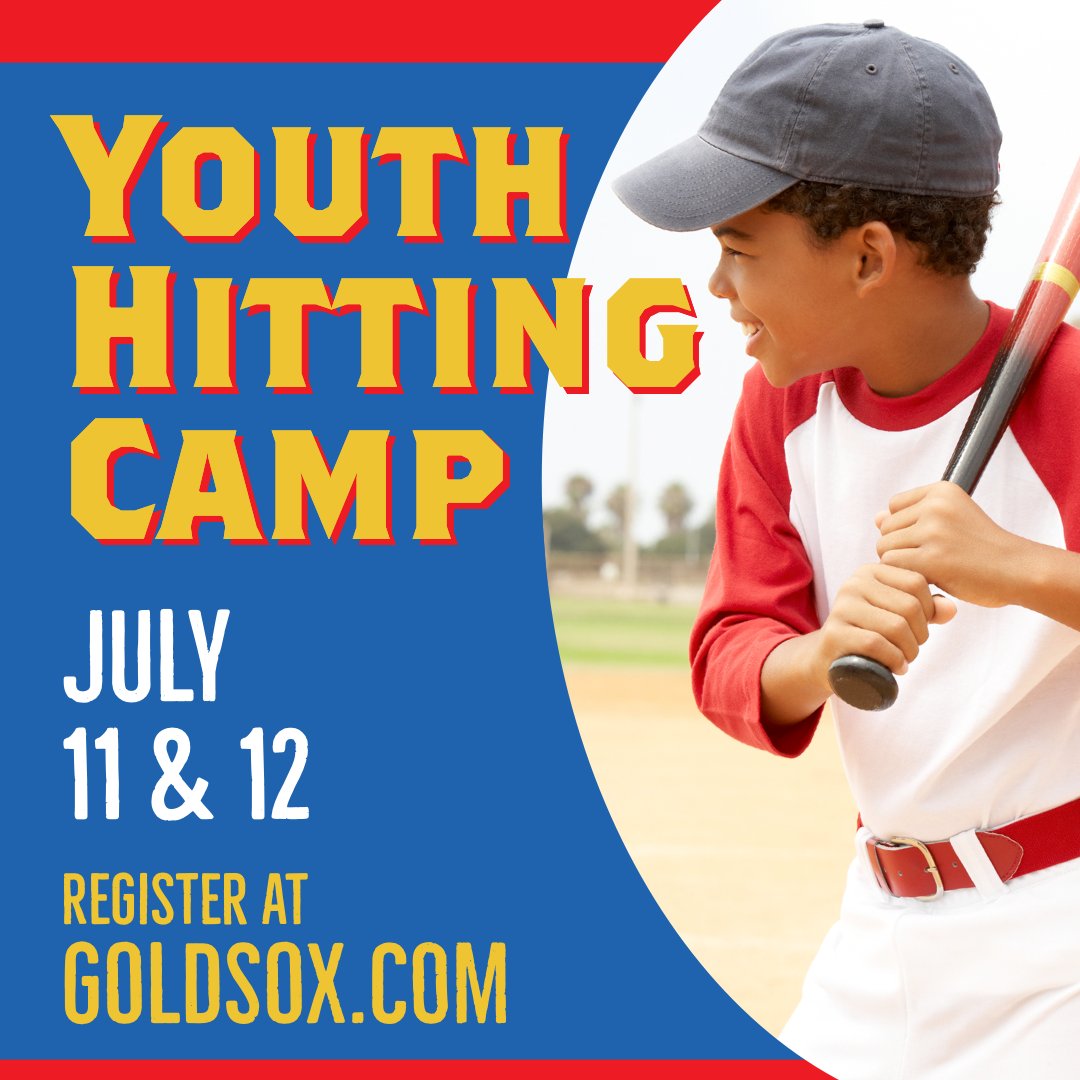 Just a day left to register your kiddo for the Gold Sox Youth Hitting Camp, this Monday and Tuesday.
For more info and to register, visit GoldSox.com.