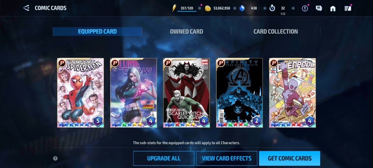gaughn's tweet photo. Out of these cars what do people recremend to equip. @Cynicalexx #mff #MarvelFutureFight #cardcrafting https://t.co/oWQmDAUPXI