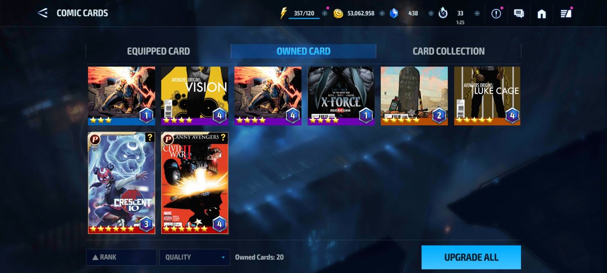 gaughn's tweet photo. Out of these cars what do people recremend to equip. @Cynicalexx #mff #MarvelFutureFight #cardcrafting https://t.co/oWQmDAUPXI