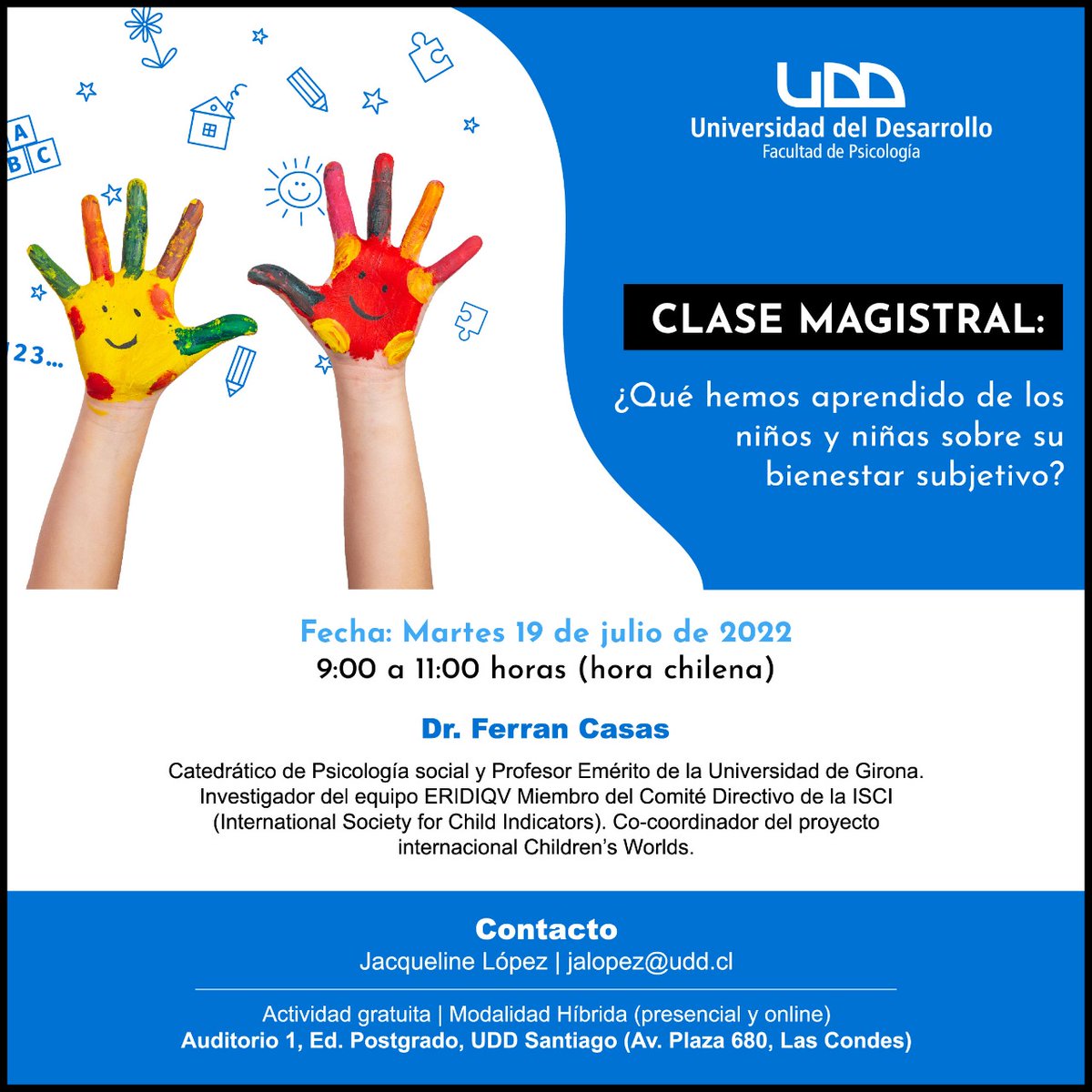 Reconocimiento Dr. Ferran Casas, por contribución internacional al estudio del Bienestar de la Infancia y Adolescencia y su aporte al fomento de la investigación. Conferencia  ¿Qué hemos aprendido de los niños y niñas sobre su bienestar subjetivo?bit.ly/3uxVSMK