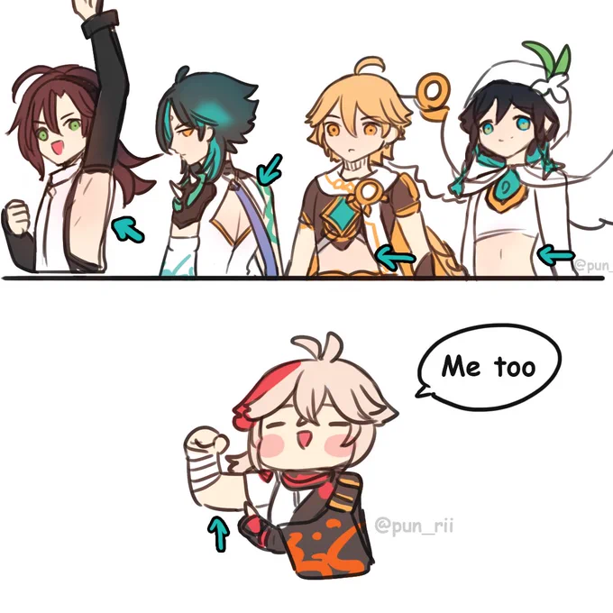 #5wirl  "Me too "
😅😅😅 #Xiao #aether #Kazuha #Heizou #venti 