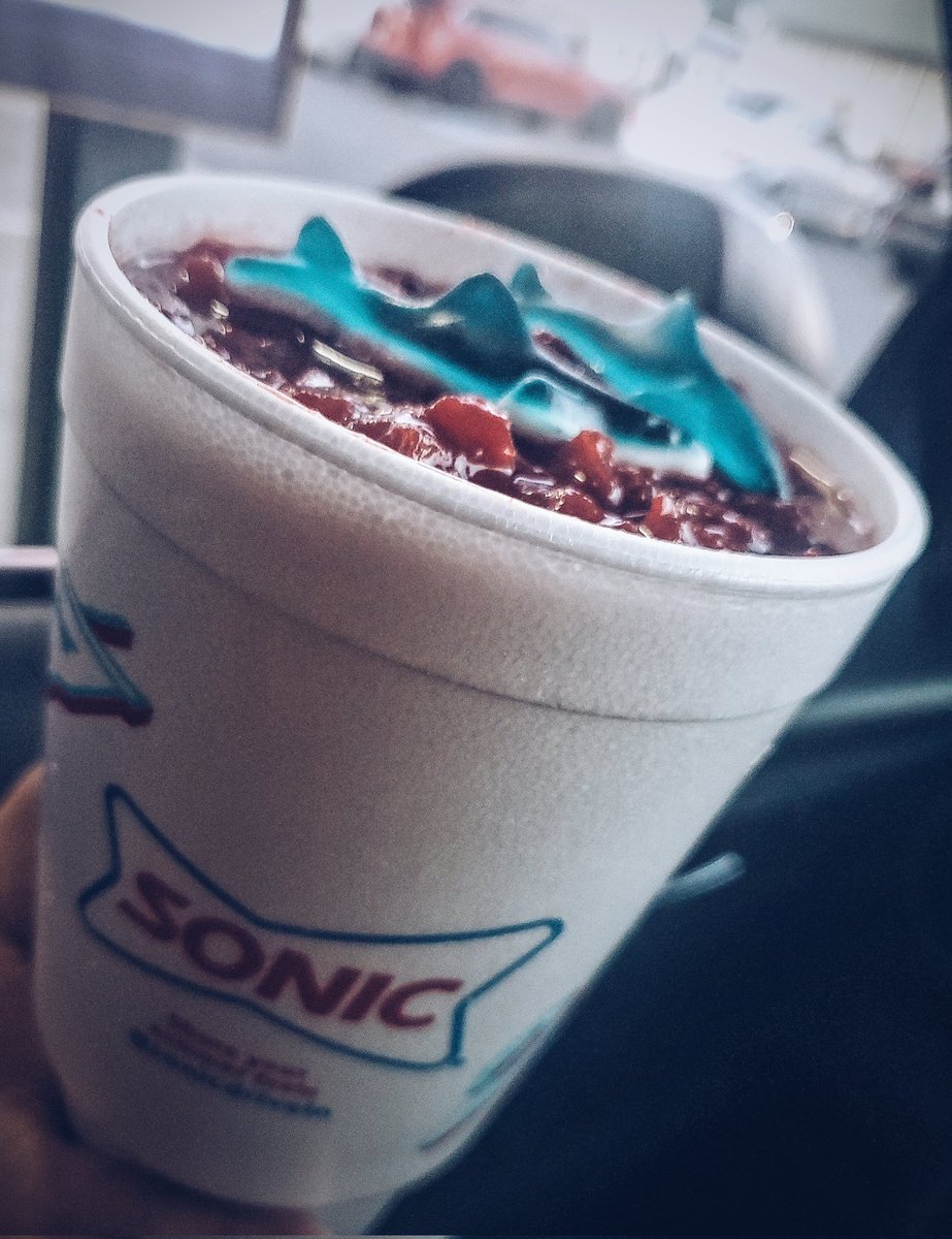 chaosmanis's tweet photo. got that shark week slush on deck! can you guess whos excited for shark week coming up!? haha -- slurps up!
#sharkweekslush #sonicdrivein https://t.co/RwsuKYwM9T