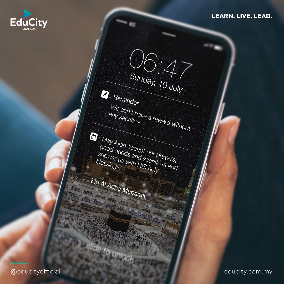 educityofficial's tweet image. The purpose of offering qurbani is to become closer to Allah. Hope this Eid will bring prosperity, good health and bright future for all of us. Eid Al Adha Mubarak.

#EduCity #EduCityIskandar #IskandarPuteri #Malaysia #HigherEducation #EidalAdha #bhfyp