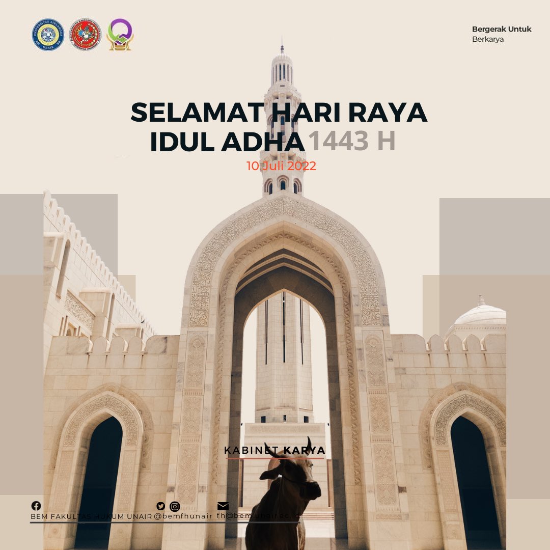 [SELAMAT HARI IDUL ADHA 1443 H]

Kami segenap keluarga BEM FH UNAIR Kabinet Karya mengucapkan Selamat Hari Raya Idul Adha 1443 H, Semoga yang telah kita qurbankan dapat membawa keberkahan bagi kita semua yang telah merayakannya.

•

KABINET KARYA !
BERGERAK untuk BERKARYA !