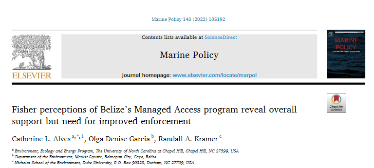 📣New paper!
The last paper from my PhD is now out in <a href="/PolicyMarine/">Marine Policy</a>: "Fisher perceptions of Belize's Managed Access program reveal overall support but need for improved enforcement."
.
#MarSocSci #Belize #Fisheries #ConsSocSci
.
Free access for 50 days: bit.ly/3AAWZiH
🧵