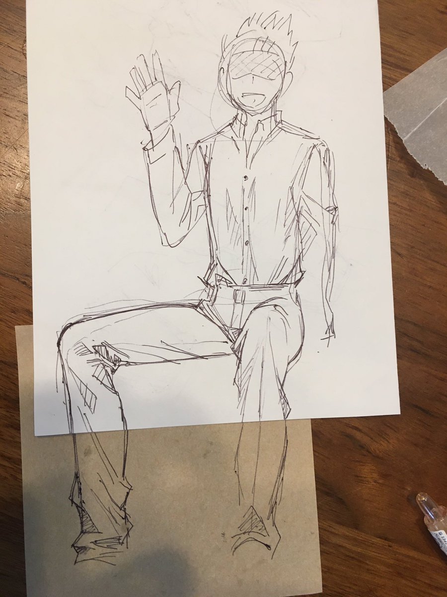 長男がお絵描きに目覚めて「服の皺教えてって言ってきたので、ここぞとばかりに教えた。ちゃんと女子の制服の描き方も教えたよ。 